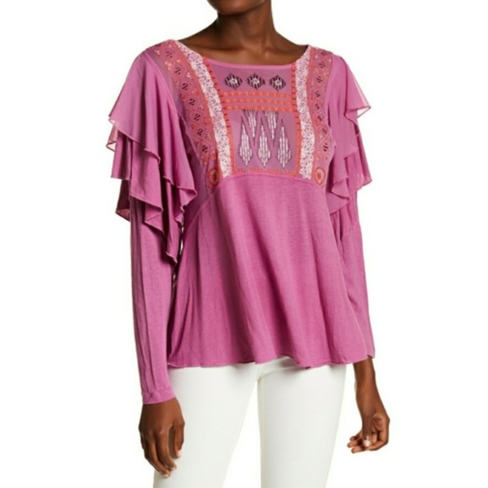 Free People Ruffle Shirt
